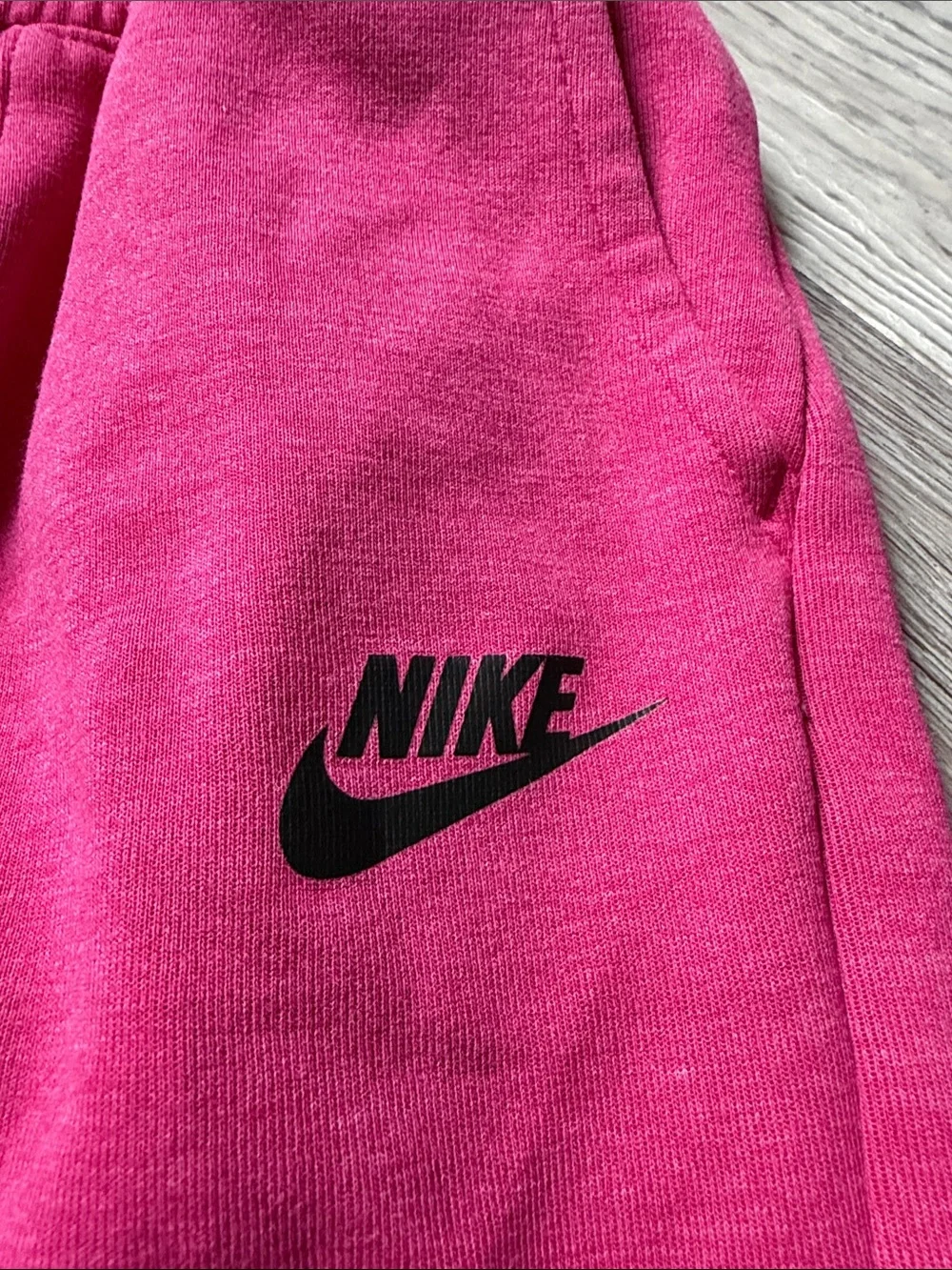 Nike Kids Pink Fleece Jogger Pants with Black Logo